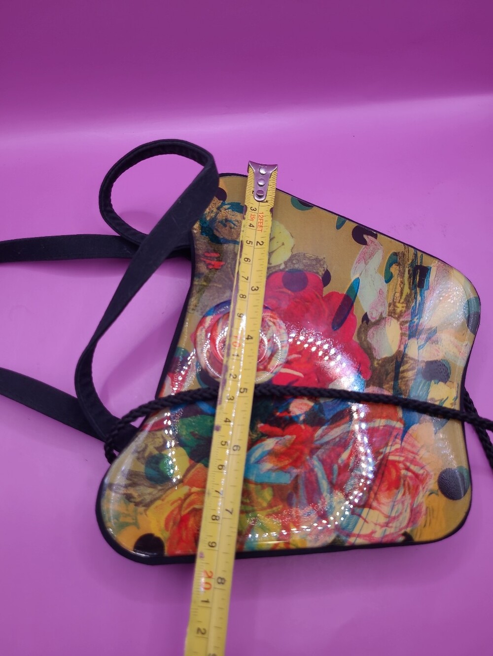 Vintage Angela Frascone Resin Purse Oriental Floral Design Small - Picture 11 of 11